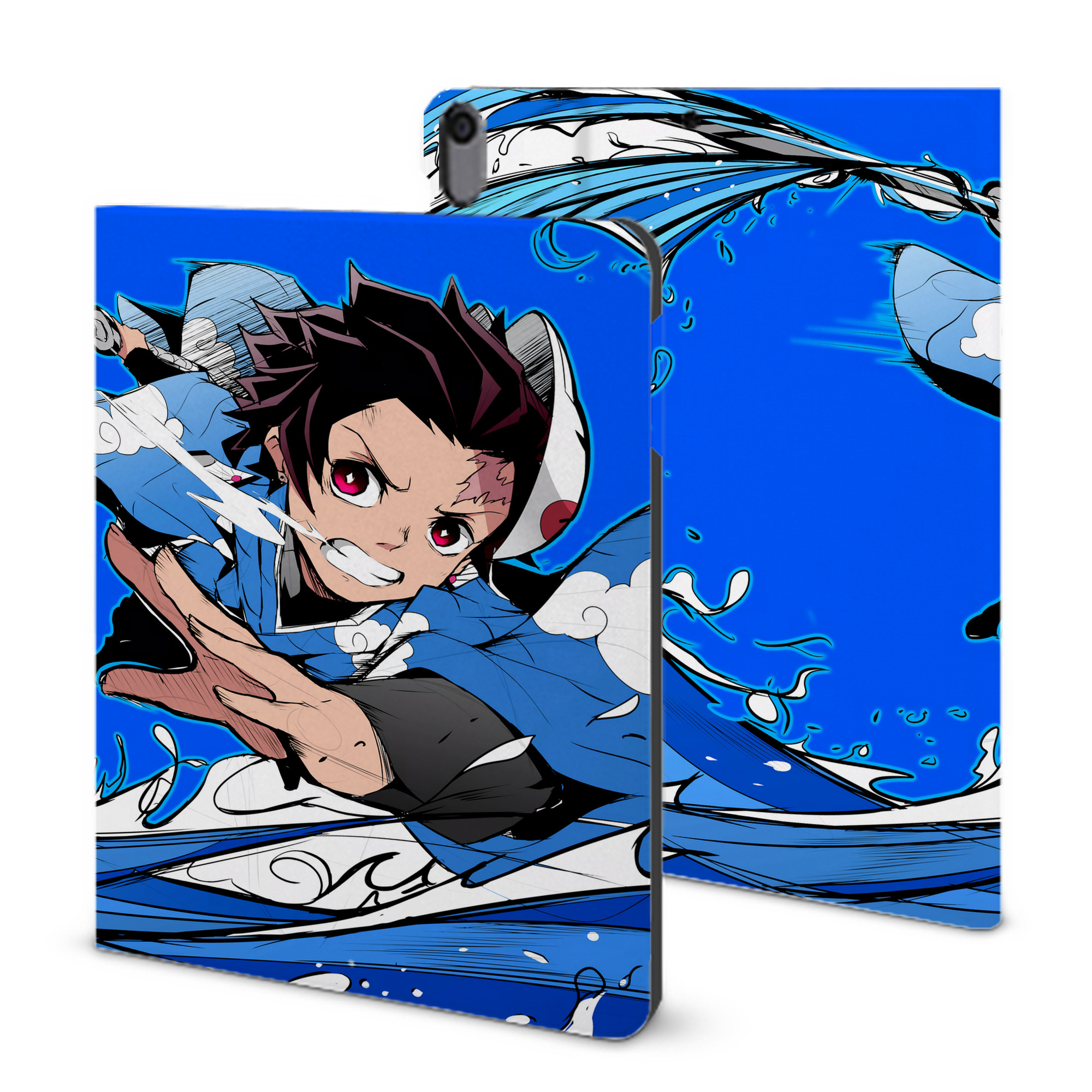 （画像用） 鬼滅の刃（きめつのやいば）竈門 炭治郎／かまど たんじろう Kamado Tanjirou IPad ケース ブック型 PUレザー TPU 耐衝撃 軽量 薄型 ペン収納なし 全面保護 IPad 各モデル対応